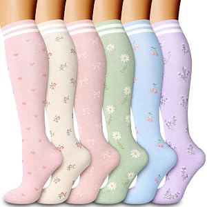 Laite Hebe Compression Socks for Women & Men Circulation(6 pairs)-Graduated Supports Socks for Running, Athletic Sports