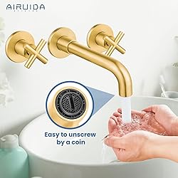 Airuida Solid Brass Widespread Wall Mount Bathroom