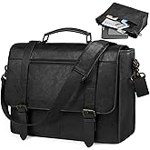 RAINSMORE Messenger Bag for Men 15.6 inch Leather Laptop Bag Vintage Waterproof Satchel Computer Briefcase for Office Work