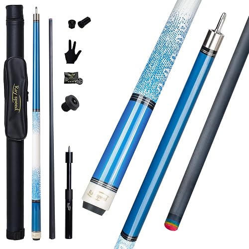 Carbon Fiber Pool Cue Stick 12.5mm Rainbow Tip Low Deflection Pool ...
