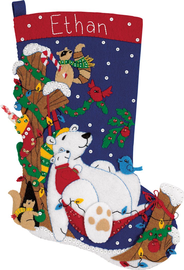 DIMENSIONS Felt Applique Stocking Winter Snooze Kit, MultiColour