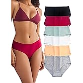 DingLu Women Mid Rise Underwear Cotton Soft Bikini Panties Full Coverage Hipster Panty 6 Pack