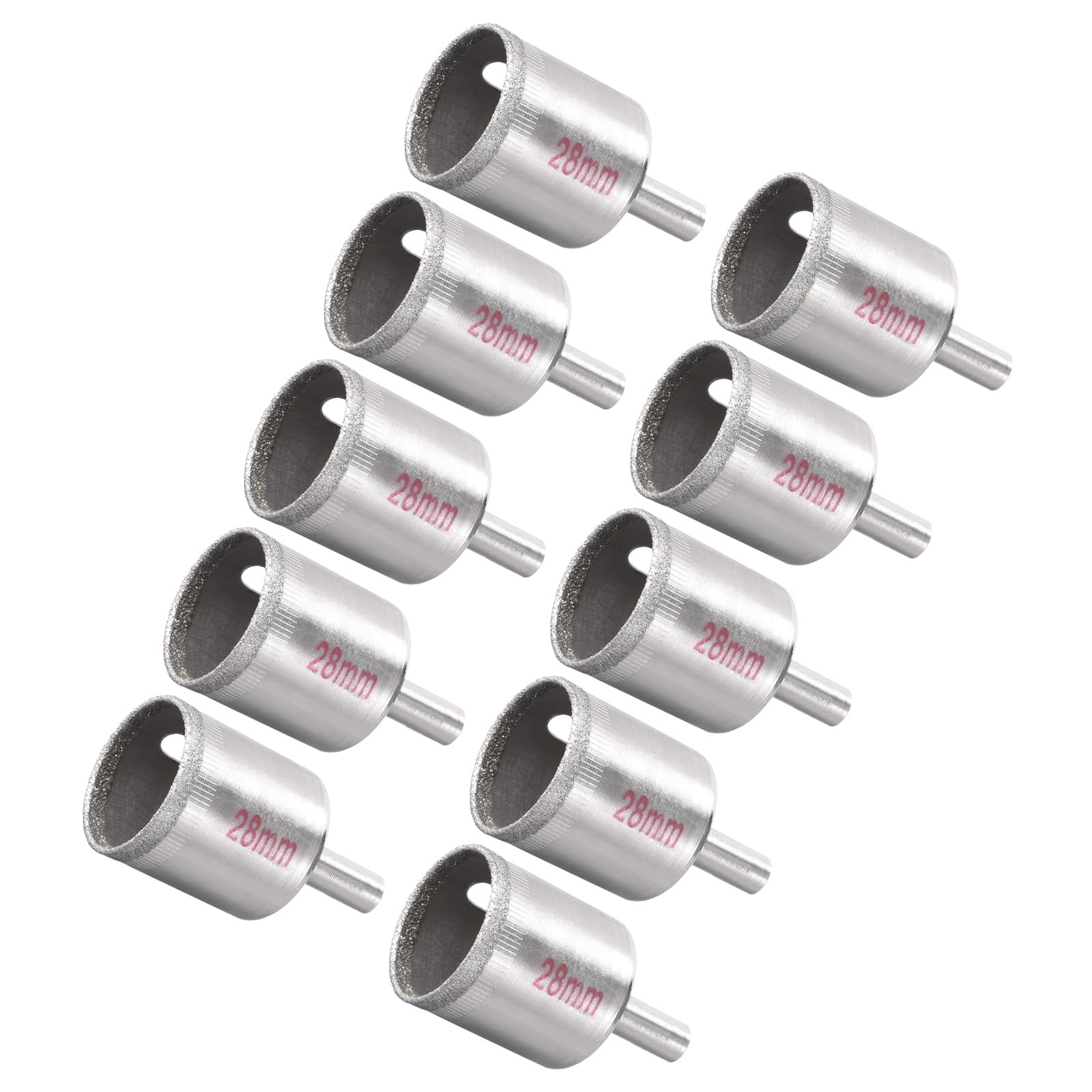 CoCud Diamond Hole Saws Drill Bits, 28mm / 1-3/32" Drilling Diameter, Nickel Plated Carbon Steel Drill Bit - (Applications: for Glass Ceramic Tiles Marble Stone), 10-Pieces