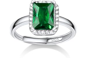 925 Sterling Silver Birthstone Rings for Women with Clear 2ct Heart/Round/Teardrop/Square Crystal, Solitaire Diamond Open Ban