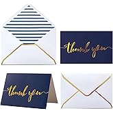 Winoo Design Heavy Duty Thank You Cards with Envelopes - 36 PK - Gold Thank You Notes 4x6 Inches Baby Shower Wedding Cards Small Business Graduation Funeral Bridal Shower (Navy Blue)