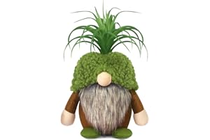 UPLTOWTME Succulent Air Plant Gnomes Green Plush Gnomes with Slender Leaves Tomte Handmade Scandinavian Decor Cacti Nordic Dwarf Home Tiered Tray Shelf Sitter Decor Collection Garden Gift Cactus Lovers