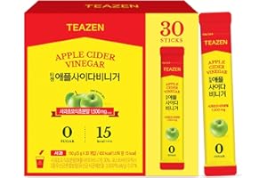 TEAZEN Apple Cider Vinegar Drink Powder Stick – On-the-Go Wellness with 1500mg ACV, Sugar-Free, Postbiotics, 30 Sticks | Supports Digestion & Metabolism