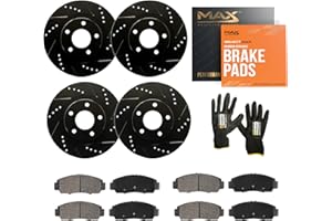 Max Advanced Brakes Elite XDS Front + Rear Cross-Drill & Slots Rotors with Ceramic Brake Pads KT000983