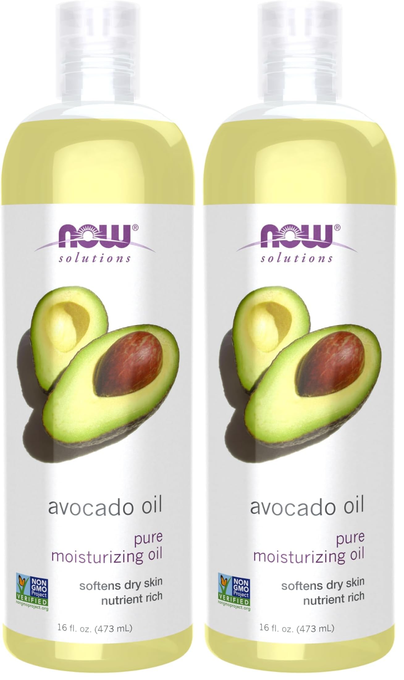 Now Foods Solutions,Avocado Oil,100% Pure Moisturizing Oil,Nutrient Rich and Hydrating,16-Ounce,(Pack of 2) Image