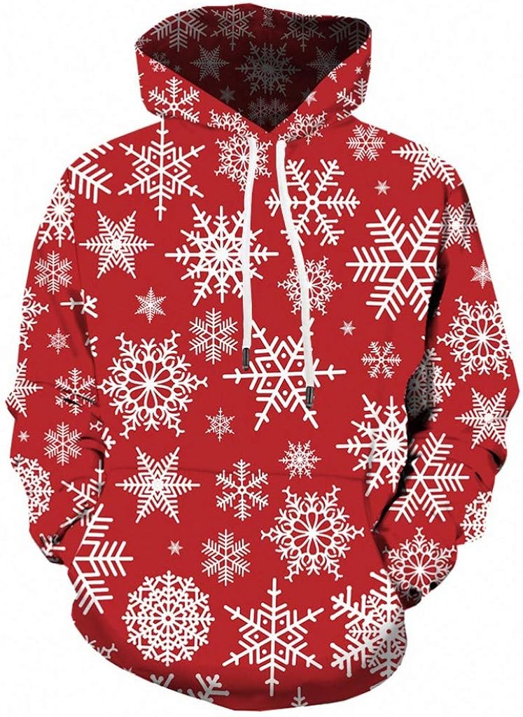 Mens Christmas Snowflake Print Hoodie 