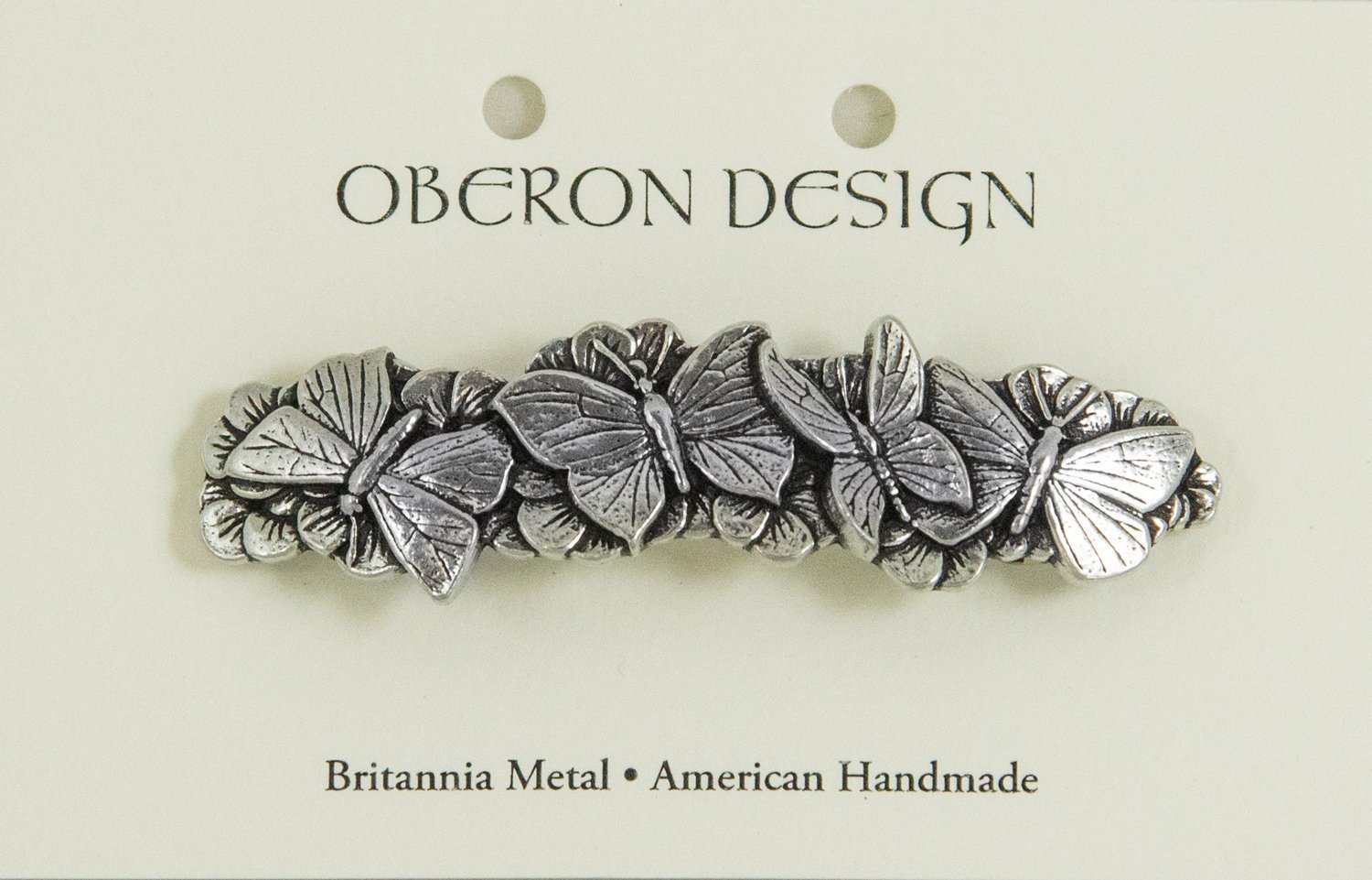 Butterflies Hair Clip, Medium Hand Crafted Metal Barrette Made in the USA with a 70mm Imported French Clip by Oberon Design : Beauty