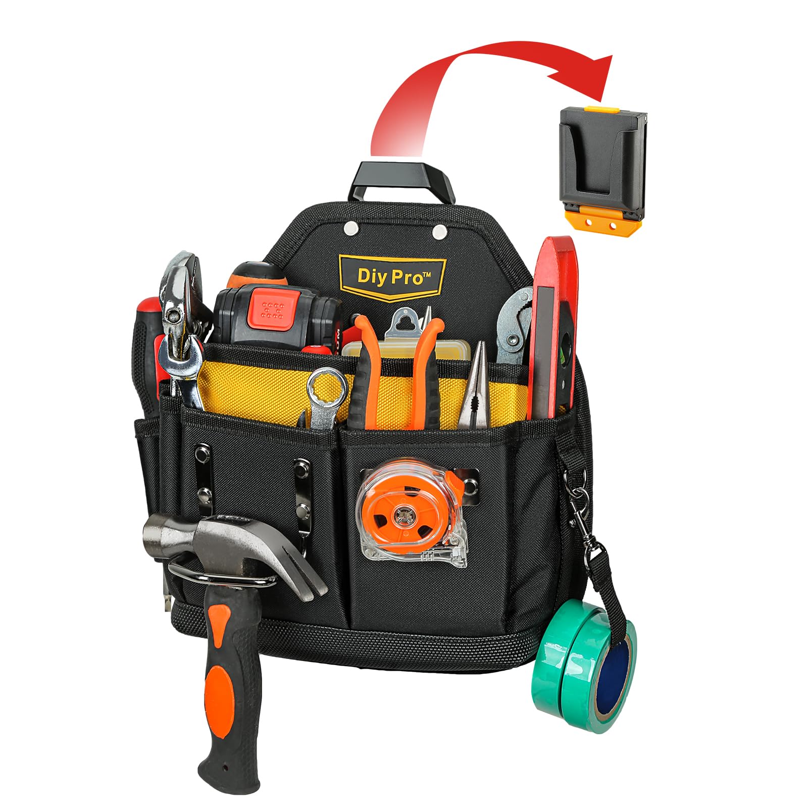 Photo 1 of DIYPro Tool Pouches, Tool Belt Pouch, Electrician Tool Pouch, Quickly Attach & Release Tool Belt Pouch with Clip, Tool Bag Multi-Pocket, Heavy Duty Tool Pouches for Carpenters & Home Improvement