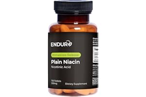 ENDURANCE PRODUCTS Endur Plain Niacin (Nicotinic Acid), Heart Health & Healthy Cholesterol Balance Supplement, Immediate-Release Formula, Gluten Free, 250mg (100 Tablets)