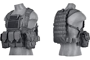 Lancer Tactical Airsoft Paintball Vest M4 M16 MOLLE Modular Chest Rig w/Quick Release Buckles (Small to Extra Large)