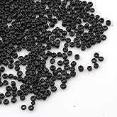 Perlin Glass Seed Beads 2mm 11/0 Round Mini Small Pony Beads 6500pcs for Making Earrings Bracelets Pendants Waist Jewelry DIY Handmade Opaque Color Kit (Black)