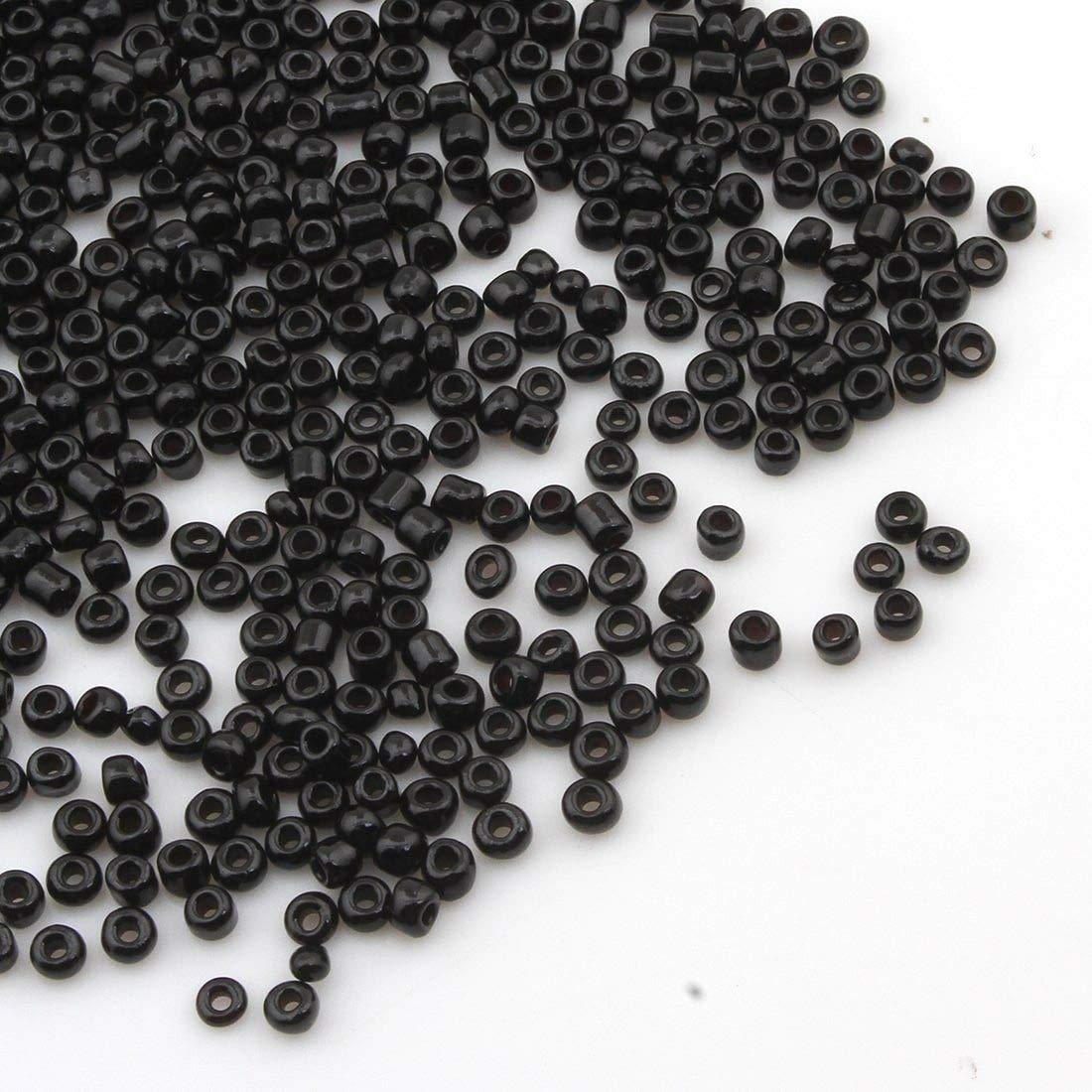 6500 Pieces Glass Seed Beads 2 mm Opaque Matte 11/0 Pony Beads Opaque Lustre Opaque Seed Beads (Black)