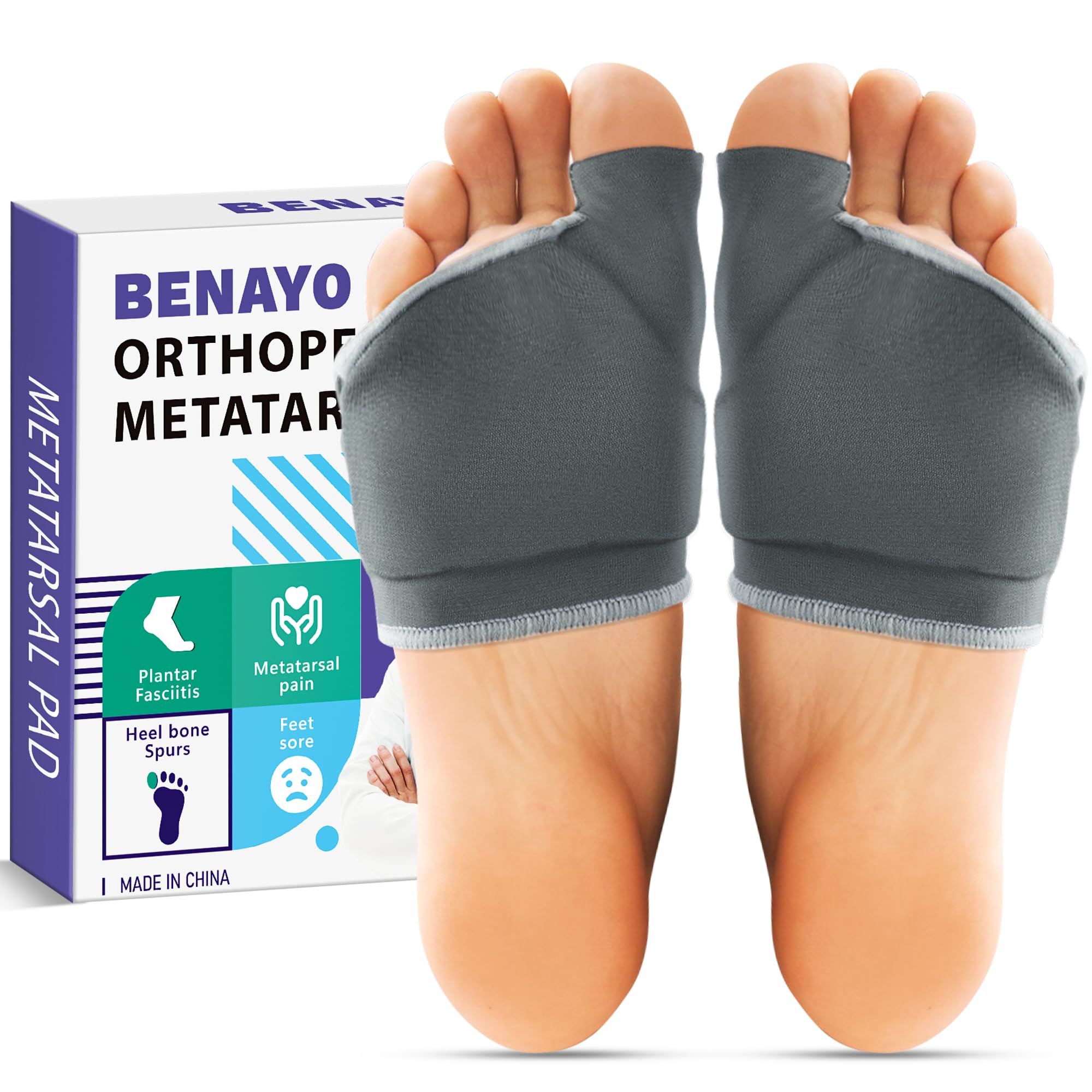 Photo 1 of Orthopedic Metatarsal Pads,Ball of Foot Cushion with Gel Pad for Women and Men, Foot Pads for Ball Pain Relief, Morton's Neuroma, Metatarsalgia Support. (Gray, Middle:Women(7-9)/MEM(5-7))