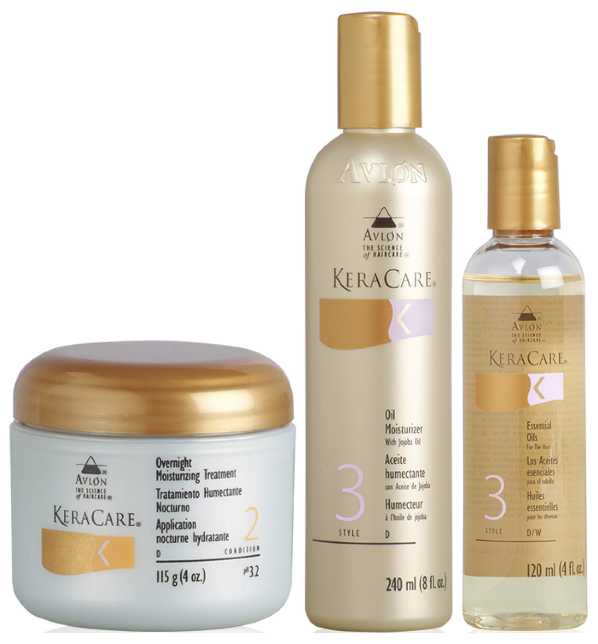 Avlon Keracare Overnight Moisturizing Treatment 115g, Oil Moisturizer with Jojoba Oil 240ml & Essential OIls 120ml