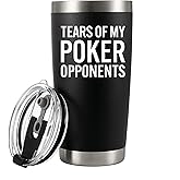 Panvola Tears of My Poker Opponents Funny Gifts for Poker Lovers Players Coworker Friends Card Games Vacuum Insulated Tumbler With Stainless Steel Straw And Removable Lid (Black, 20 oz)