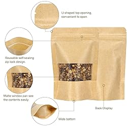 Blisstime Stand Up Pouch Bags, 50 Pack Kraft Paper