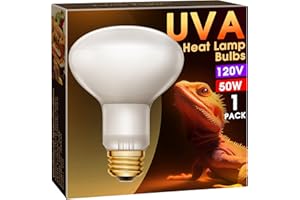 Briignite Heat Lamp Bulbs, Dimmable UVA Reptile Light, Reptile Heat Lamp Bulbs E26 Base, 50W Basking Spot Bulb for Reptile, Full Spectrum Heat Light Bulb for Turtle Lizard Tank, Bearded Dragon, 1 Pack