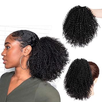 Amazon Com Afro Kinky Curly Ponytail Short Afro Drawstring