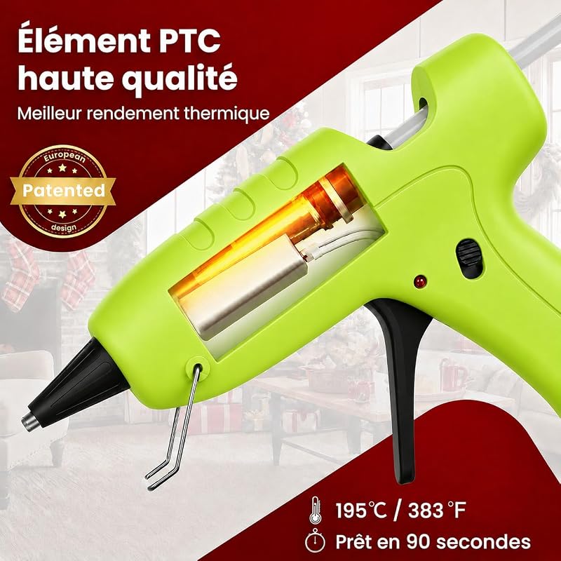 Pistolet a Colle Chaud Électrique, Mini Pistolet à Colle Filaire 30W