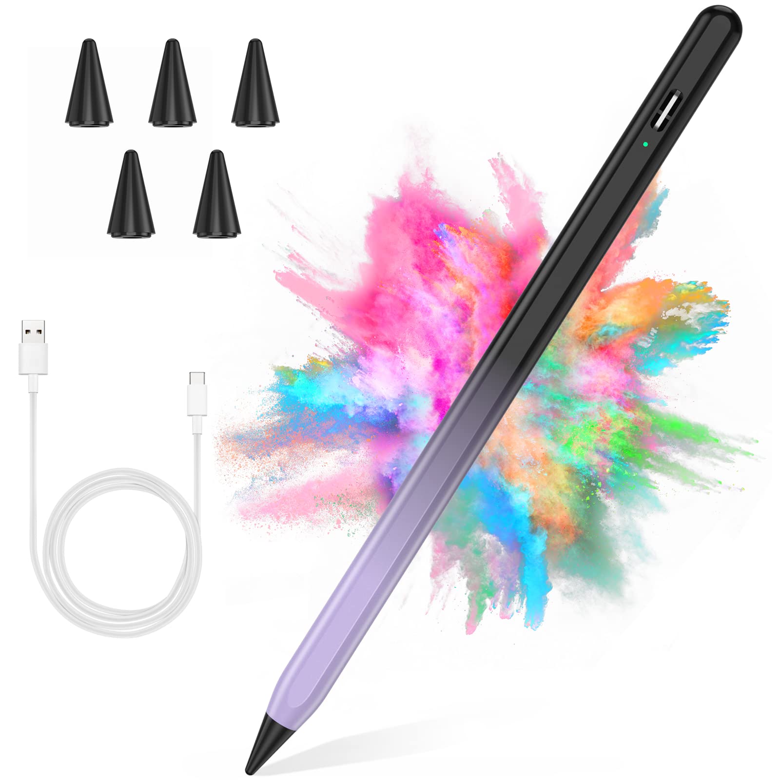 Photo 1 of ???Stylus Pen for iPad 2018-2023 with Palm Rejection, Active Pencil for iPads 10th/9th/8th/7th/6th Gen, for iPad Pro11/12.9 inch, for iPads Air 5th/4th/3th, for iPad Mini 6th/5th Gen(Black and Purple)