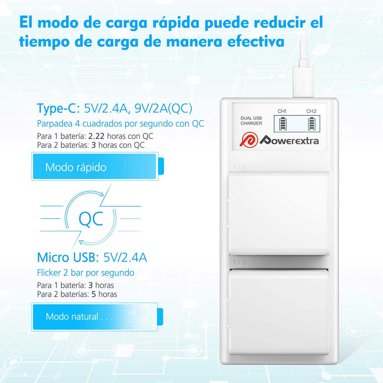 Powerextra Estación de Cargador de Batería Arlo, Cargador de Batería Dual con Adaptador para Arlo Pro, Arlo Pro 2, Arlo GO Cámara de Seguridad Arlo Light