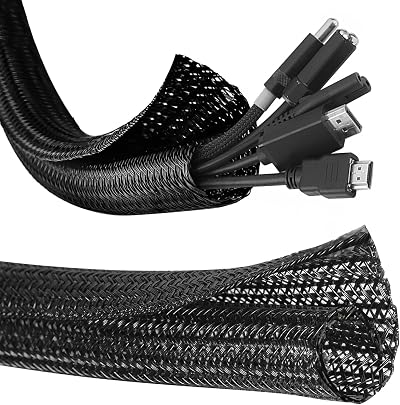 ZAVIA Cable Tidy Sleeve 10ft 1/2 Inch Braided Wire Cover for Computer TV Office