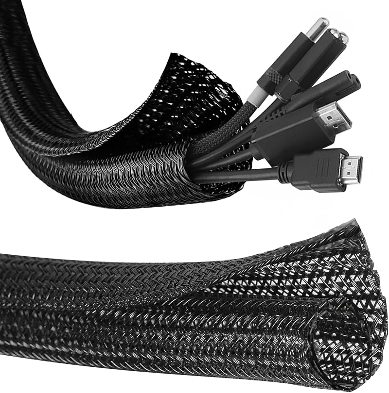 ZAVIA Cable Tidy Sleeve 10ft 1/2 Inch Braided Wire Cover for Computer TV Office