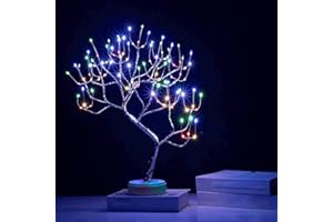 PXBNIUYA 20" 108 LED Tabletop Bonsai Tree Light, Sparkly Fairy Spirit Tree Lights, Battery/USB Operated, DIY Artificial Tree Lamp for Bedroom Desktop Christmas Indoor Decoration Lights (Colorful)