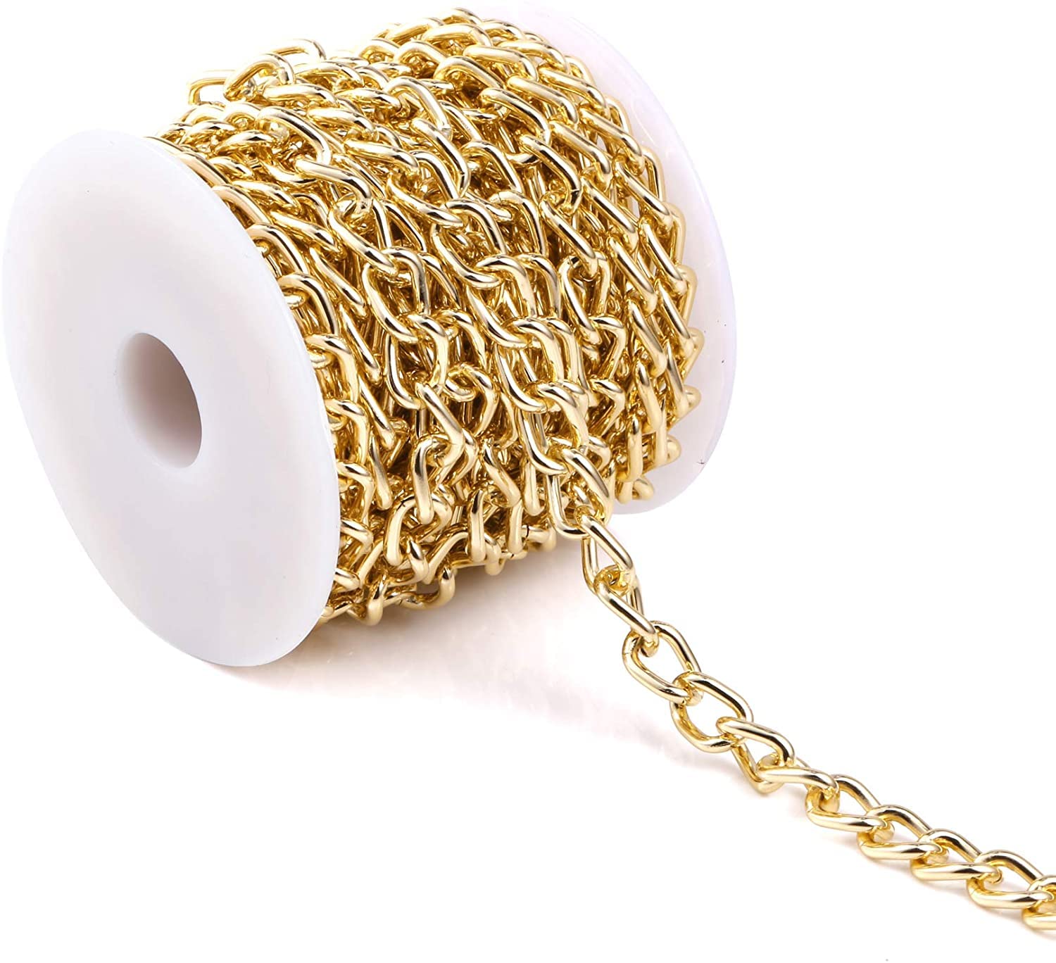 16.4Feet Gold Plated Brass Curb Chain Twisted Chunky Link Chains Bulk with Spool Gold Chain for Jewelry Making Chains for Necklaces Jewellery Belt Jeans