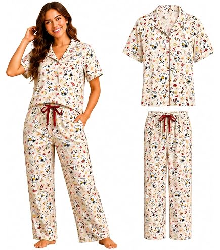COCO BRANDS Peanuts Snoopy Womens Pajama Set - 2 Piece Short