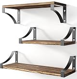 Pipishell Paulownia Wood Floating Shelves Set of 3 Rustic Brown
