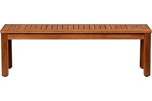 Amazonia Aster Backless Patio Eucalyptus Wood | Ideal for Outdoors and Indoors, 53", Brown Bench