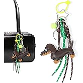 VIVOLOOM Dachshund Keychain Bag Charms Cute Leather Dog Bag Charm for Handbags Tote Bags and Backpacks Purse Accessories