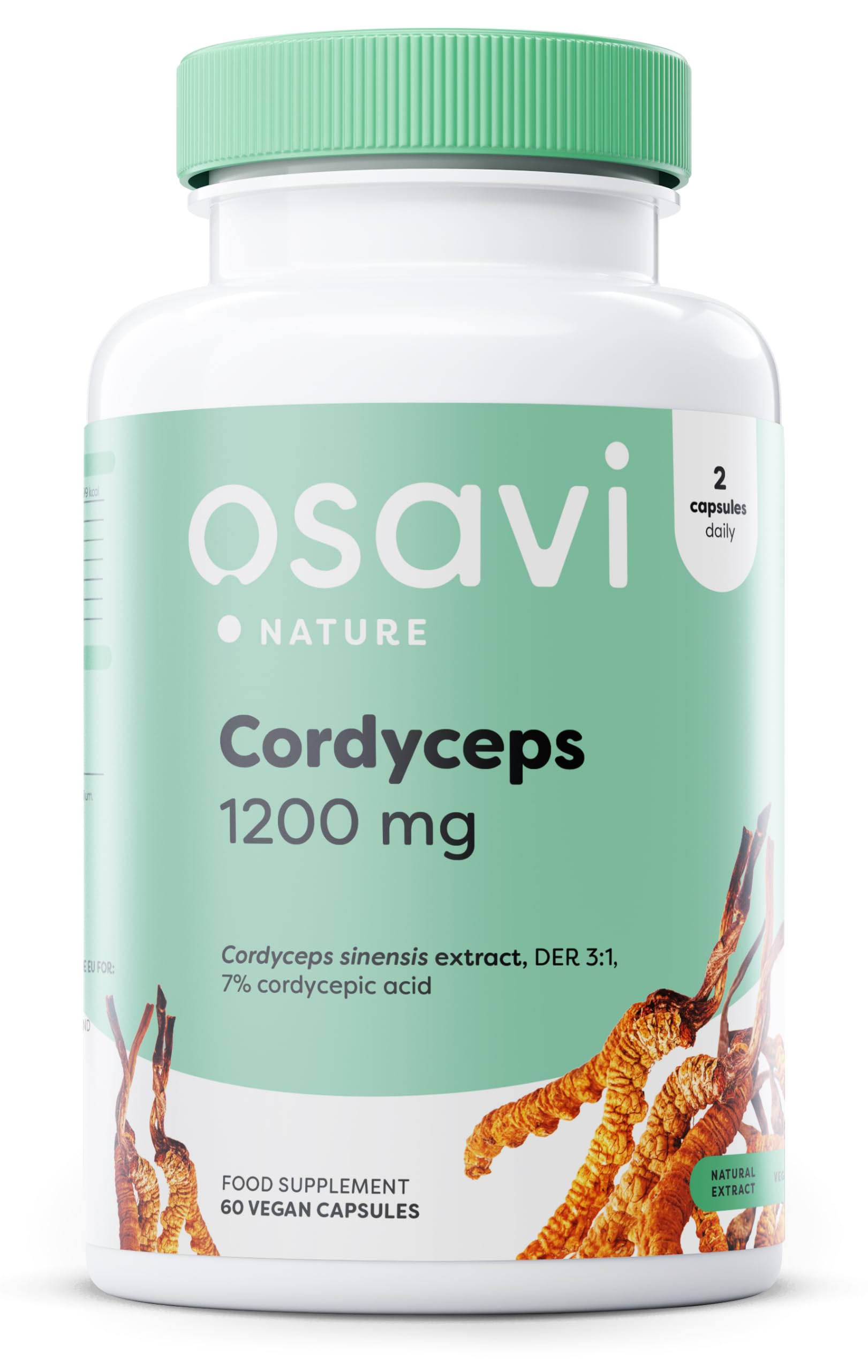 Osavi Cordyceps 1200 mg – 60 Vegan Capsules | Standardized Cordyceps Mycelia Extract for Energy, Endurance & Vitality | Supports Physical Performance & Immune Health