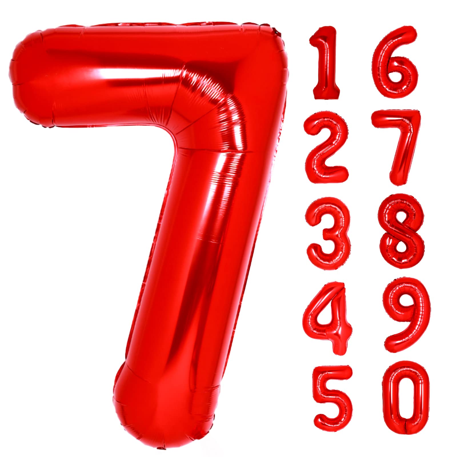 Photo 1 of 40 Inch Giant Red Number 7 Balloon, Helium Mylar Foil Number Balloons for Birthday Party, 7th Birthday Decorations for Kids, Anniversary Party Decorations Supplies (Red Number 7)