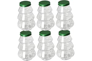 Plastic Jars with Lids, 6Pcs Plastic Jars with Lids, 500ml Clear Christmas Tree Sweet, Empty Storage Containers for Sweets, C