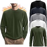 Evervibe 5 Pack Mens Big and Tall Thermal Shirts Fleece Lined Long Sleeve Loose Fit Tops Plus Size Undershirt Multipack