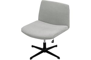 LIVEGO Armless Chair Covers, Elastic Criss Cross Chair Cover, Perfect for Vanity/Mid Back Wide Seat Accent/Office Desk Chair (Just Cover)