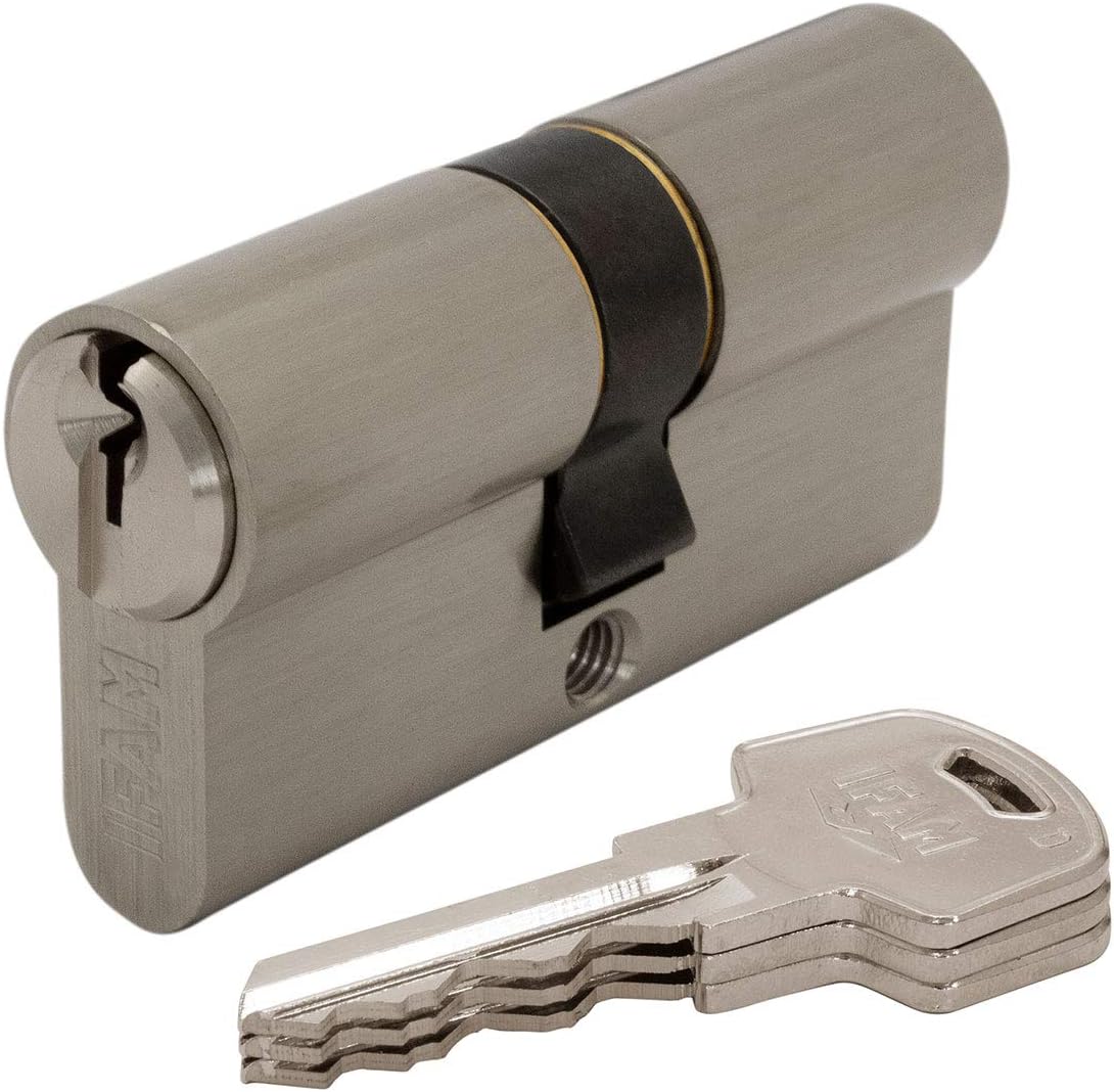 IFAM 031310 Door Cylinder, Nickel, 30/30 (60 mm), 30 / 30 (60 mm)