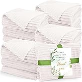 Buryeah 12 Pcs Wedding Flannel Fleece Throw Blanket Bulk with Thank You Card and Ribbon, 50 x 60 in Oeko-TEX Standard 100 Certified Blankets Outdoor Wedding, Guest Party Souvenirs (Cream White)
