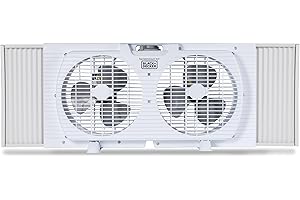 BLACK+DECKER 9" Dual Window Fan with 2 Speed Settings, Twin Fan Heads with Mechanical Dial Control, Removable Legs, For Slidi