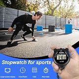 PULIVIA Sports Stopwatch Timer Lap Split Digital Stopwatch with Clock view 3