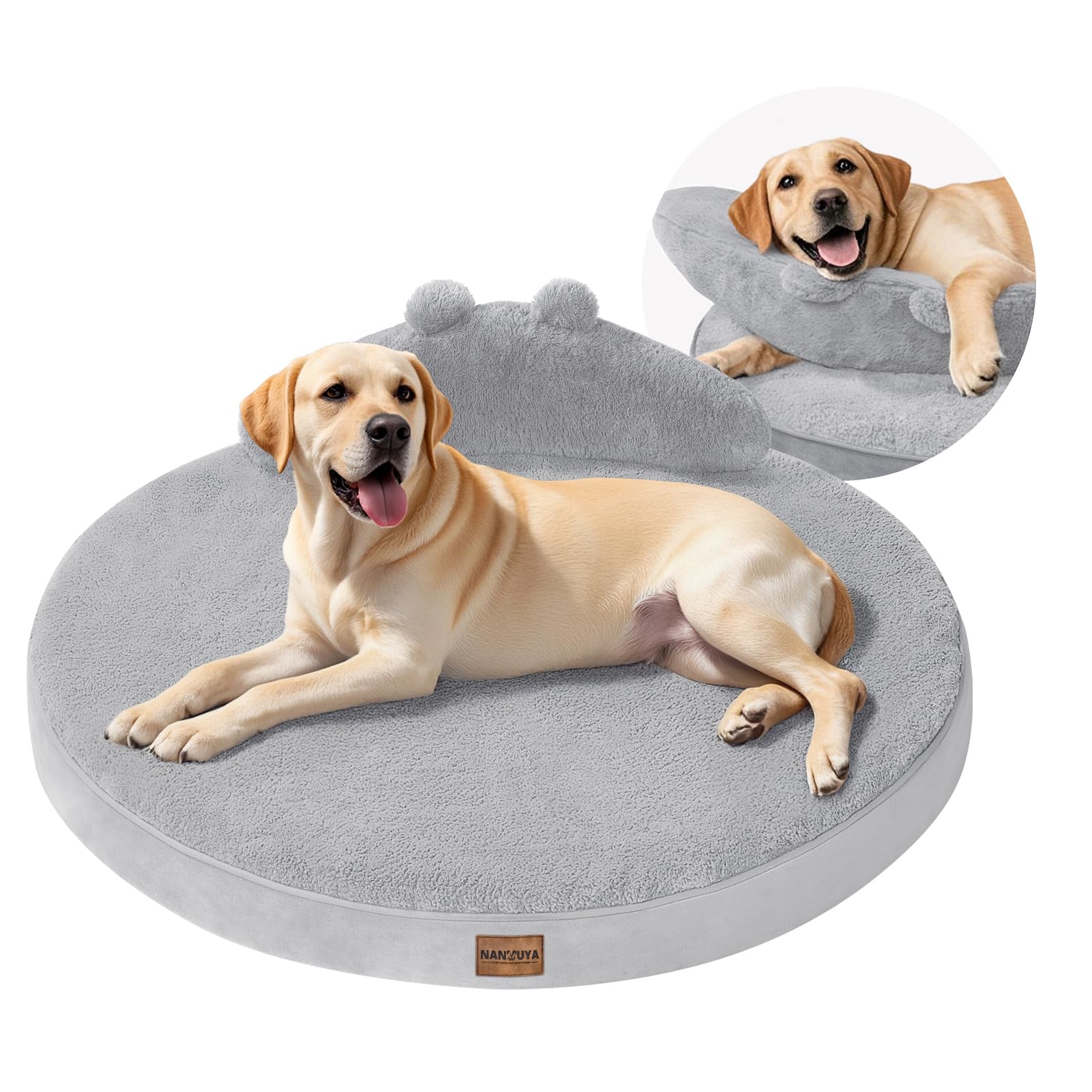 Photo 1 of Large Dog Bed Orthopedic Dog Beds for XX-Large Dogs with Washable Removable Cover Waterproof Pet Beds with Pillow-Light Gray