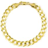 Nuragold 14k Real Yellow Gold Solid Cuban Curb Link 8mm Chain Bracelet (7"-9") Italian Jewelry for Men