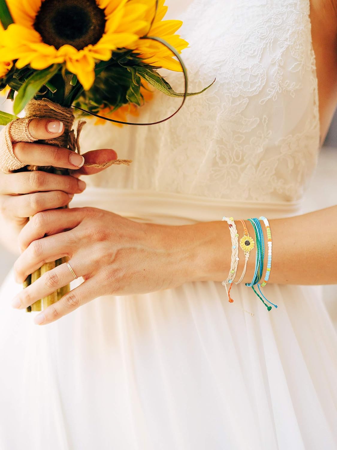 meekoo 2 Sets Braided Rope Bracelets Handmade Sunflower Bracelets Beaded Boho Waterproof Bracelets Friendship Bracelets for Women Girls (Blue - Image 4