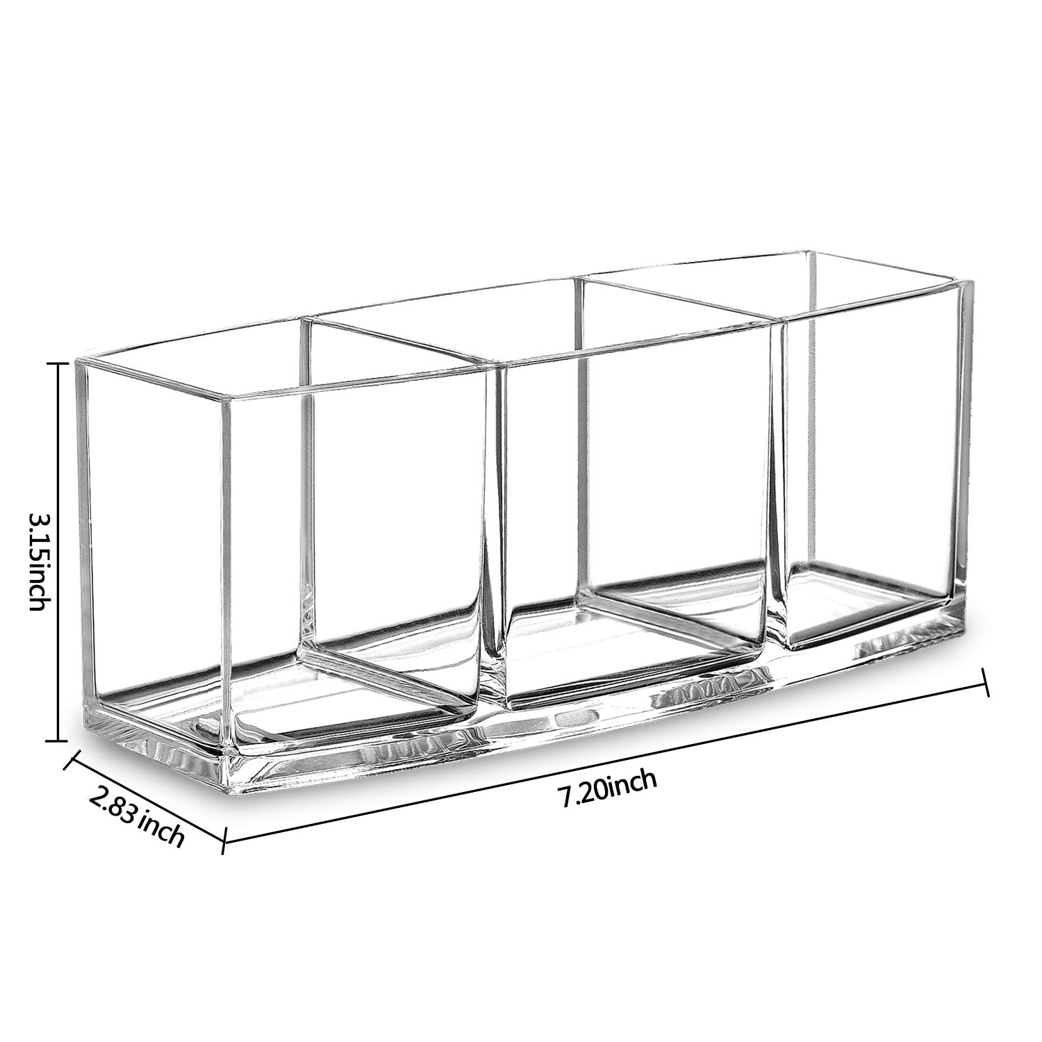 hblife Clear Makeup Brush Holder Organizer, 3 Slot Acrylic Cosmetics Brushes Storage Solution: Beauty